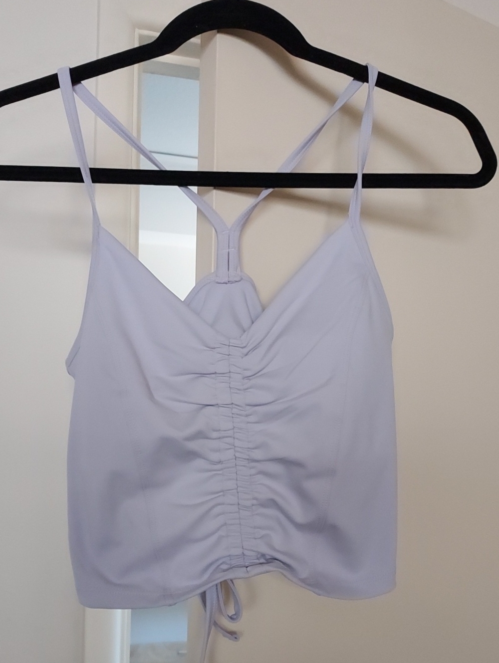 Light Lavender Ruched Front Spaghetti Strap Tank Top
